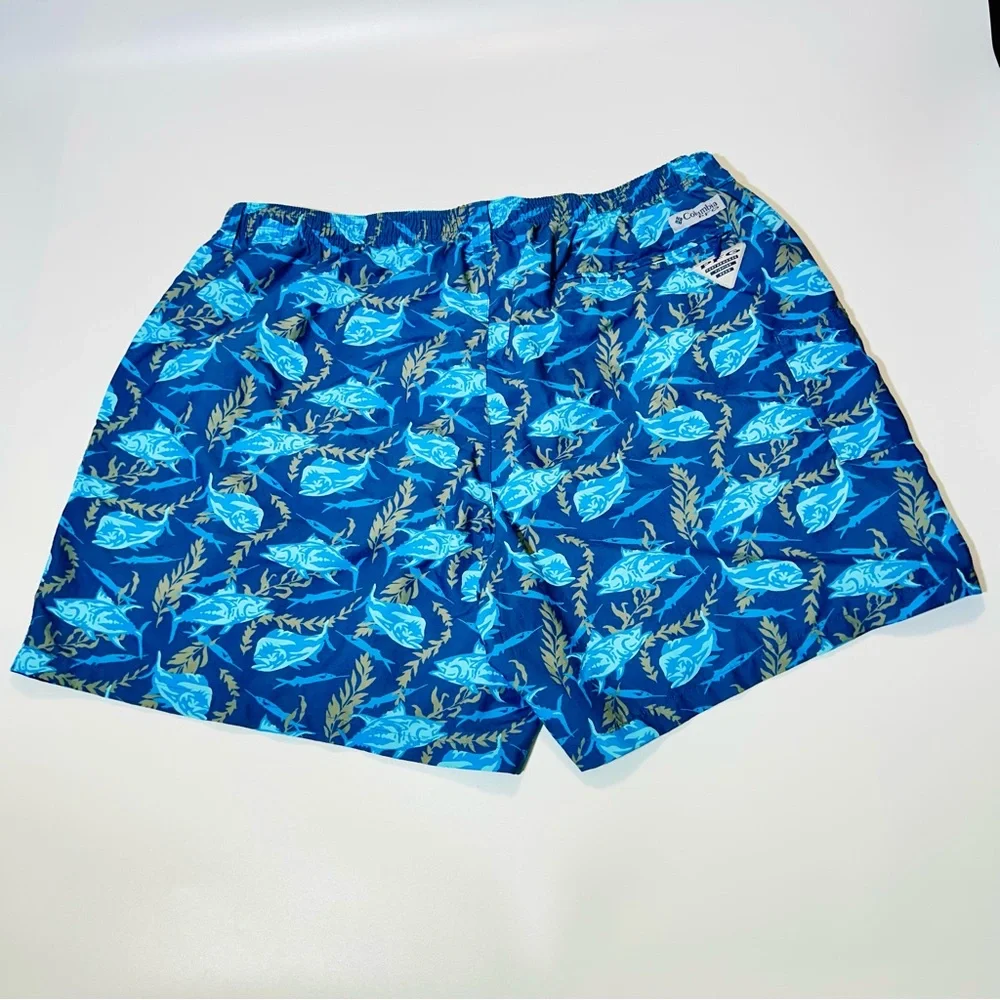 Columbia PFG swim trunks Super Backcast Water Short Blue Fish Print men Size XXL